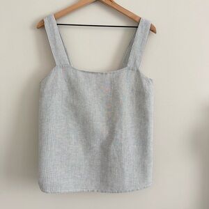 J Crew Striped Linen Blend Square Neck Top Medium